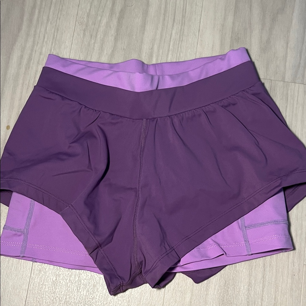 Women’s Expntl running Athletic Layered Purple Shorts purple XS